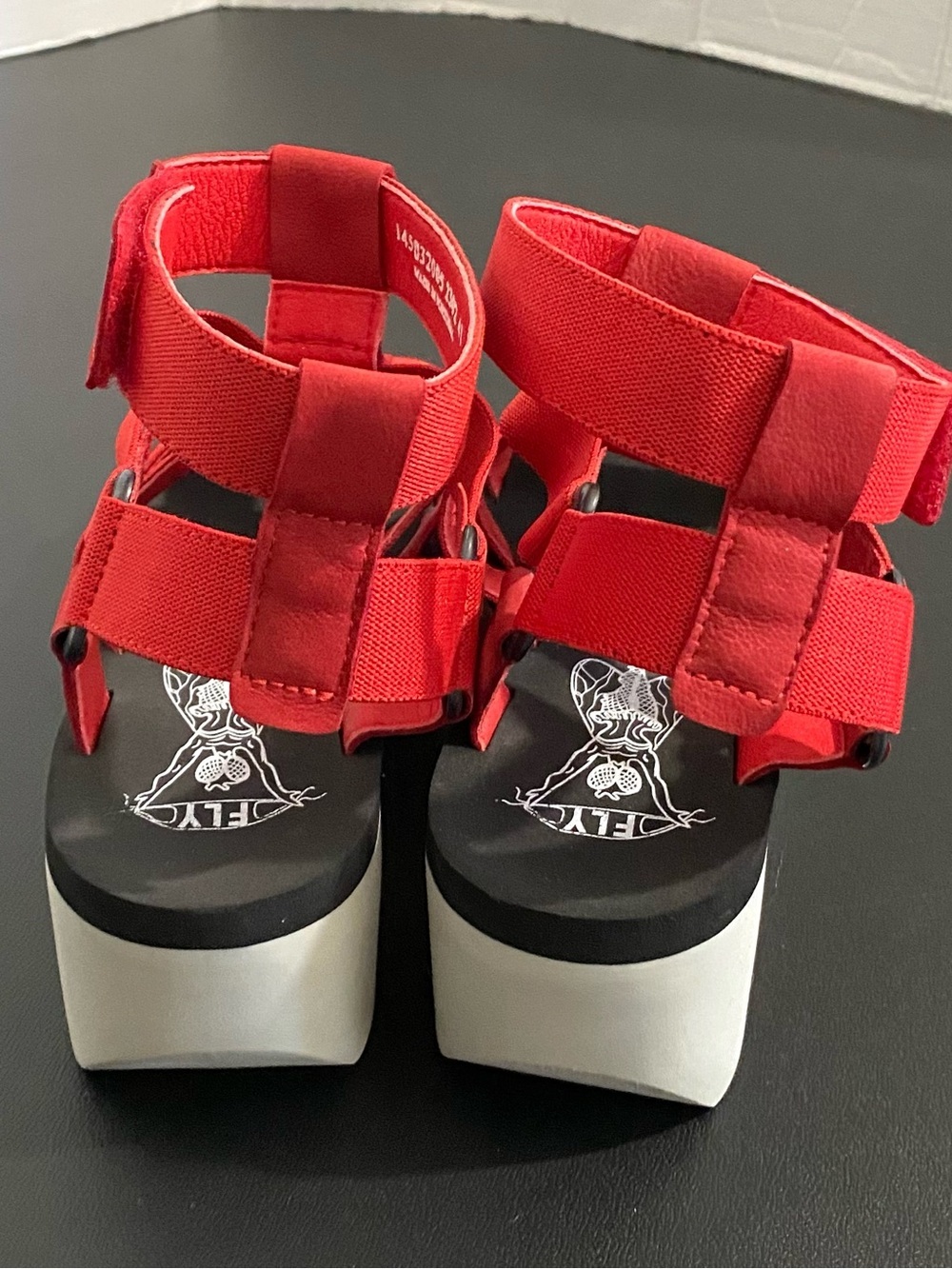 Fly London Yufi Platform Wedge Heel Gladiator Sandals Red Sporty Size 41 10 - Picture 8 of 16